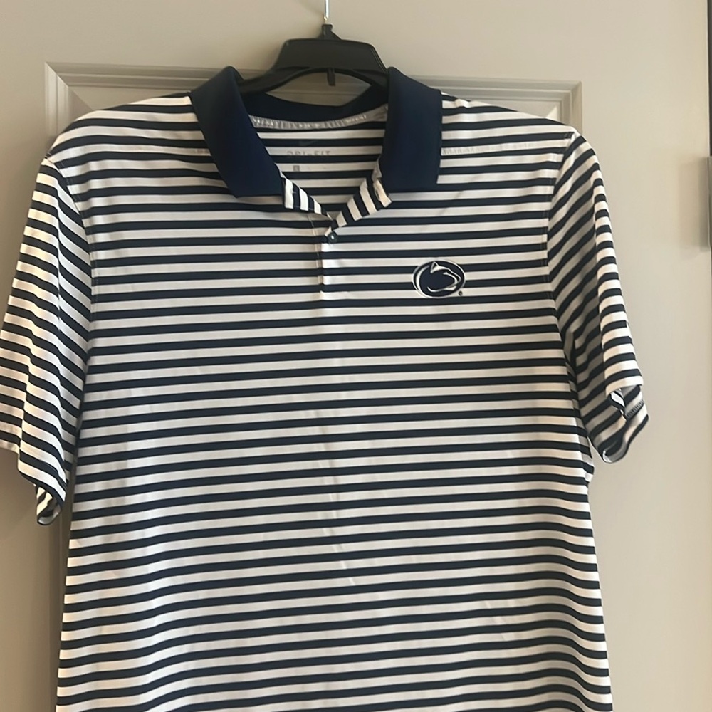 Nike Golf Penn State Polo blue and white stripes 
size Large Great Condition!